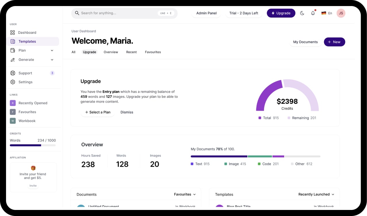 iQuivity Dashboard Mockup